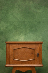 Pair of Art Deco Bedside Tables in Blonde Wood With Compass Legs